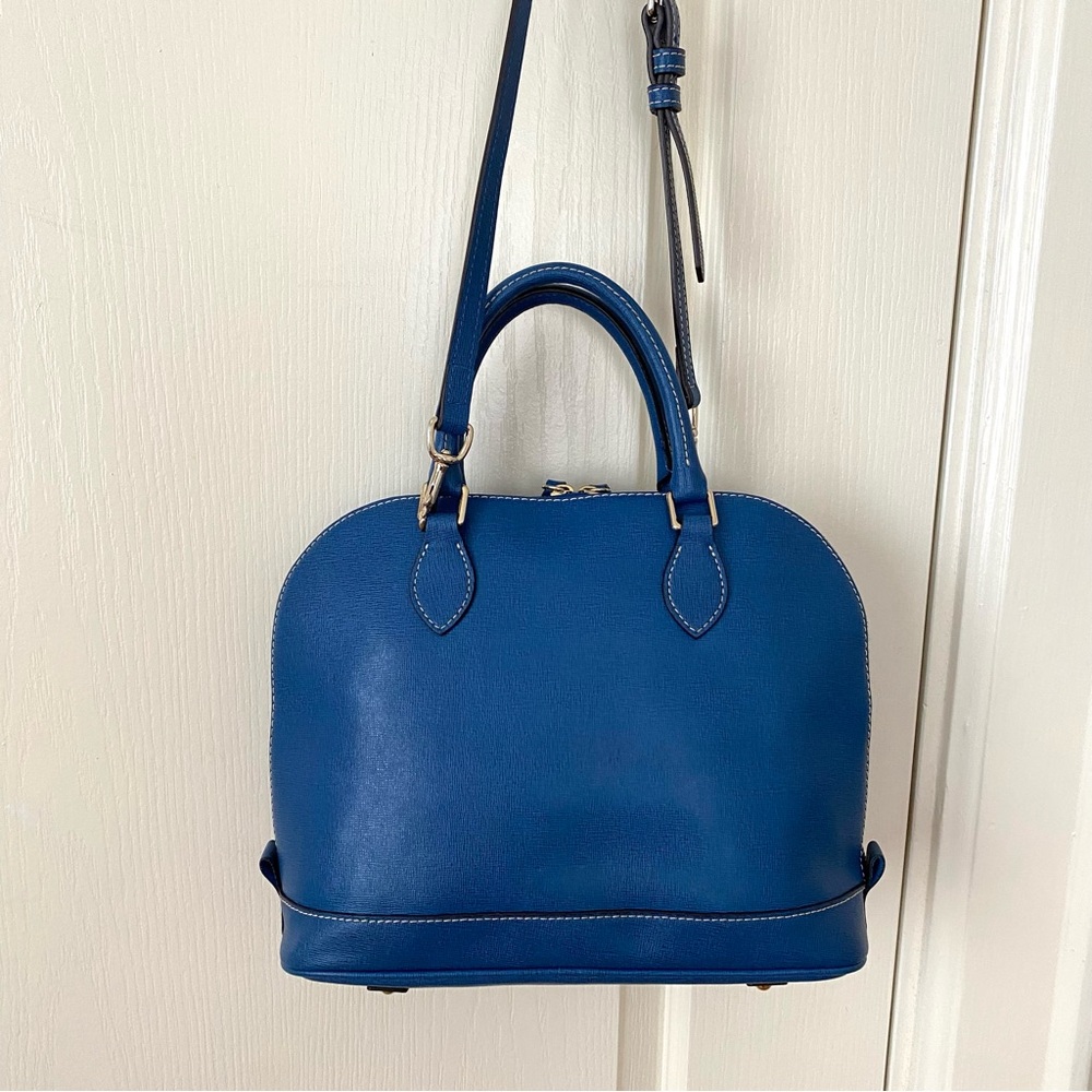 Dooney & Bourke Blue Leather Dome Satchel Shoulder Bag - Picture 7 of 12